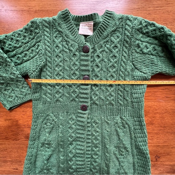 ⭐️ Kilronan Knitwear Sweater Cardigan Fisherman Green Merino 100% Wool Ireland - Picture 11 of 16
